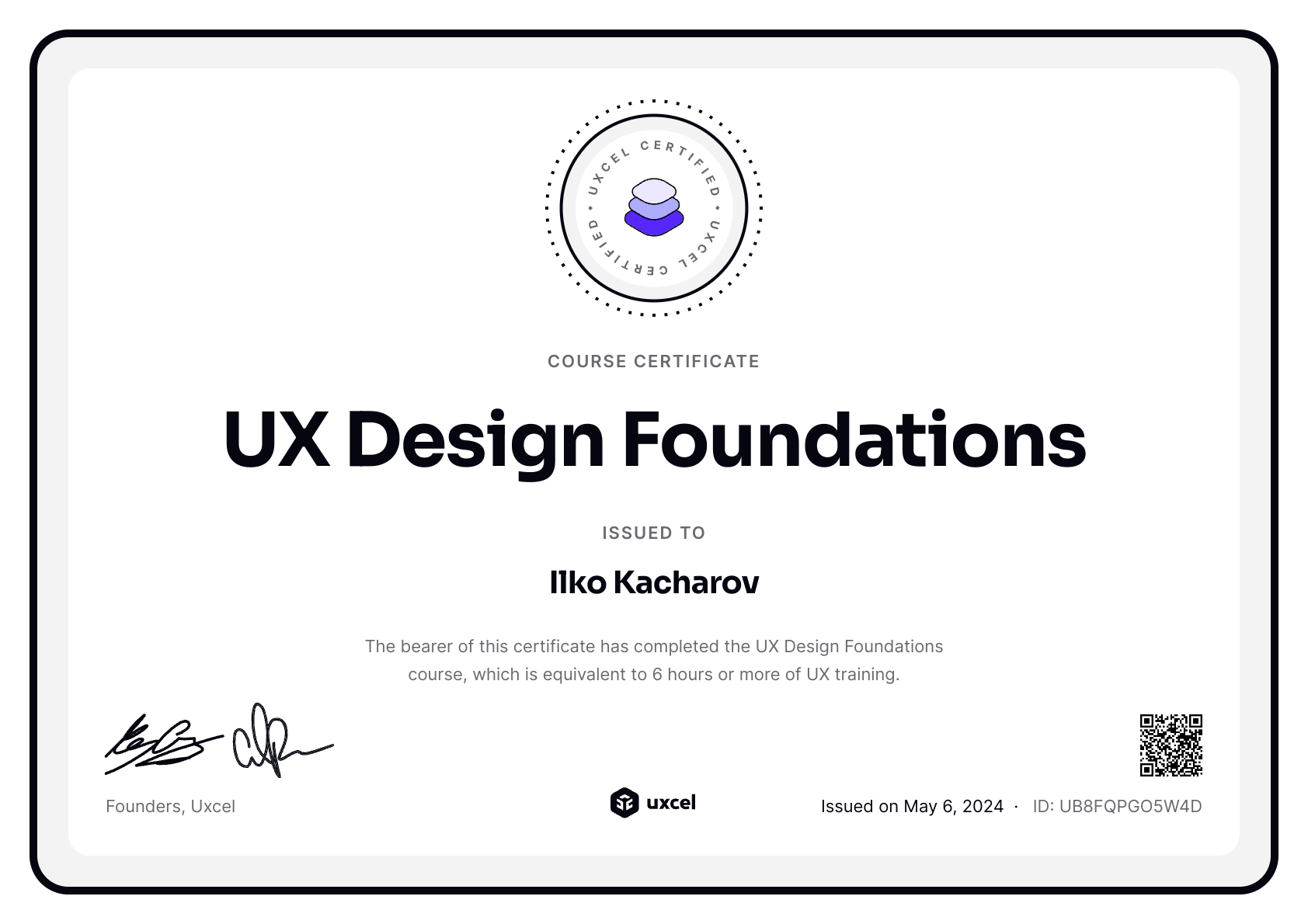 Ilko Kacharov's certificate